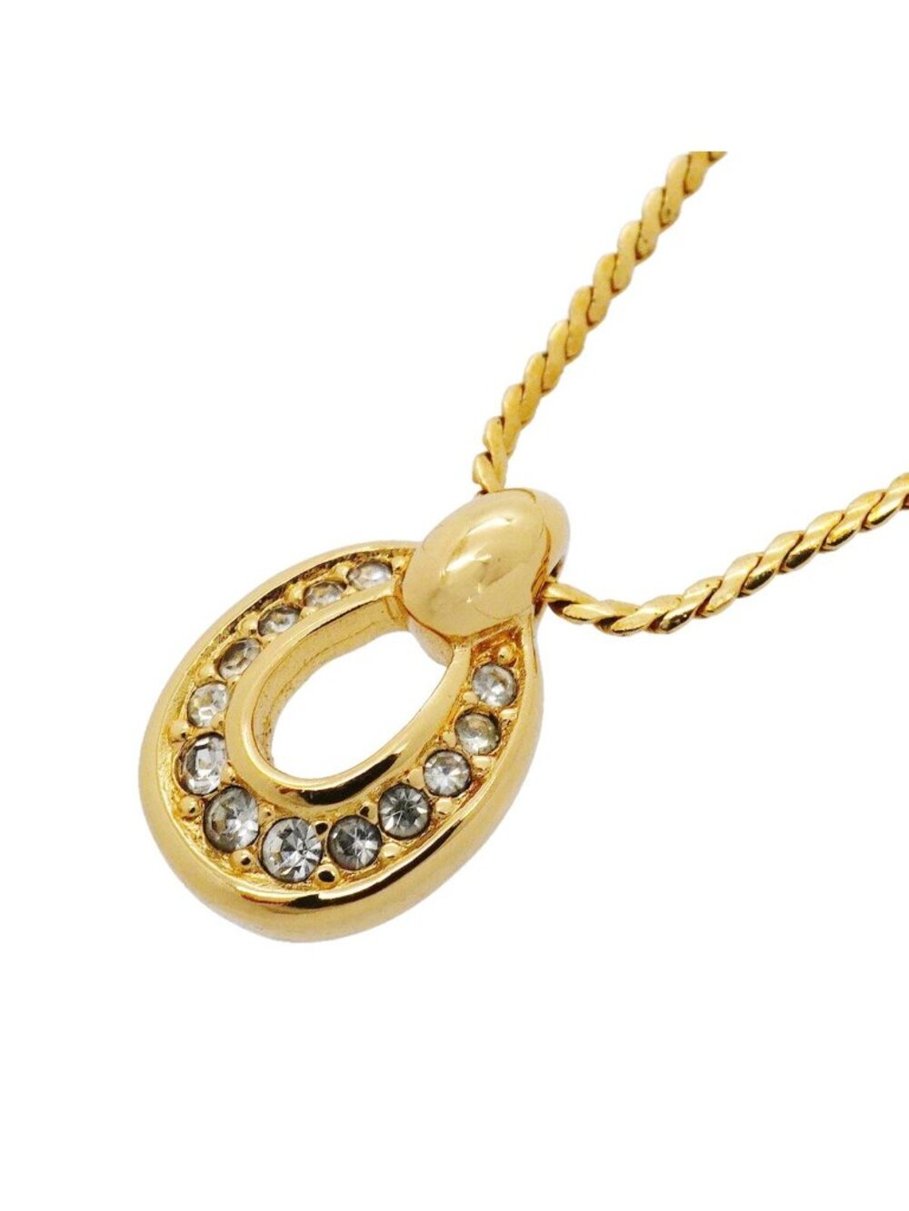 Dior Necklace Gold Plated Rhinestone